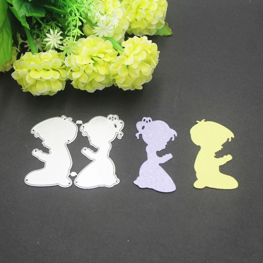 

Religion Prayers Boy Girl Frame Metal Cutting Dies Stencil for DIY Scrapbooking Album Paper Card Decor Craft dies Embossing Dies