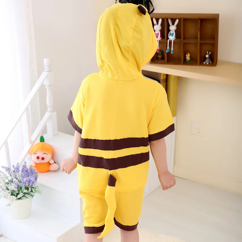 Детские хлопковые короткие Kigurumi стежка пижамы с Пикачу обувь для мальчиков лето