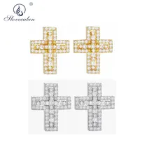 Slovecabin 925 пробы серебро двойной Пуссеты крестики для Японии Для мужчин Для женщин Мода для украшения подарка 2 Стиль золото