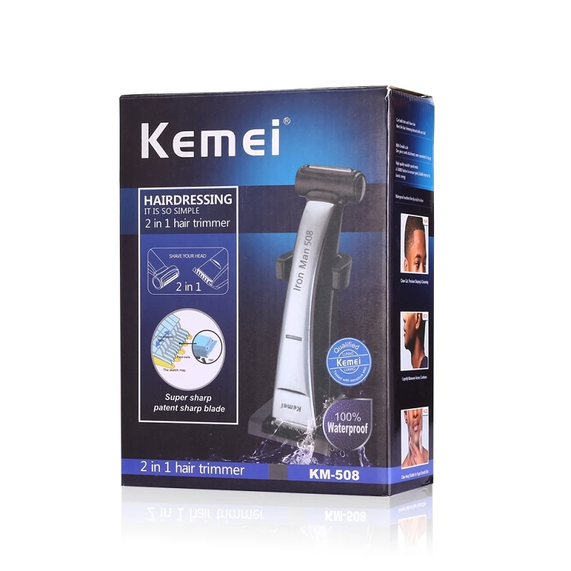 Kemei KM-508 профессиональная машинка для стрижки волос с двойной головкой Водонепроницаемая перезаряжаемая Бритва для мужчин триммер для стрижки волос Инструменты