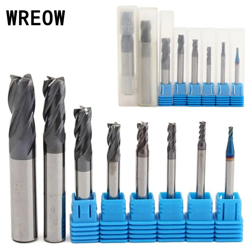 

8pc Carbide End Mill Set Tungsten Steel 4Flute End Center Cutting Spiral Router Bit Cutter Tool Mill Drill Bit for Woodworking