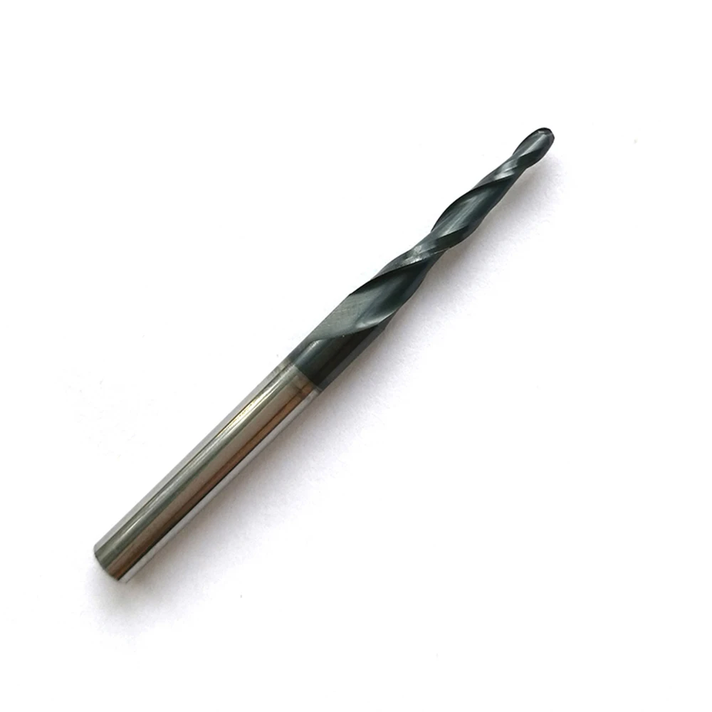 

10pcs R1.0*20.5*D4*50L shank Tungsten solid carbide Tapered Ball Nose End Mills and cone cutter HRC55 with coating