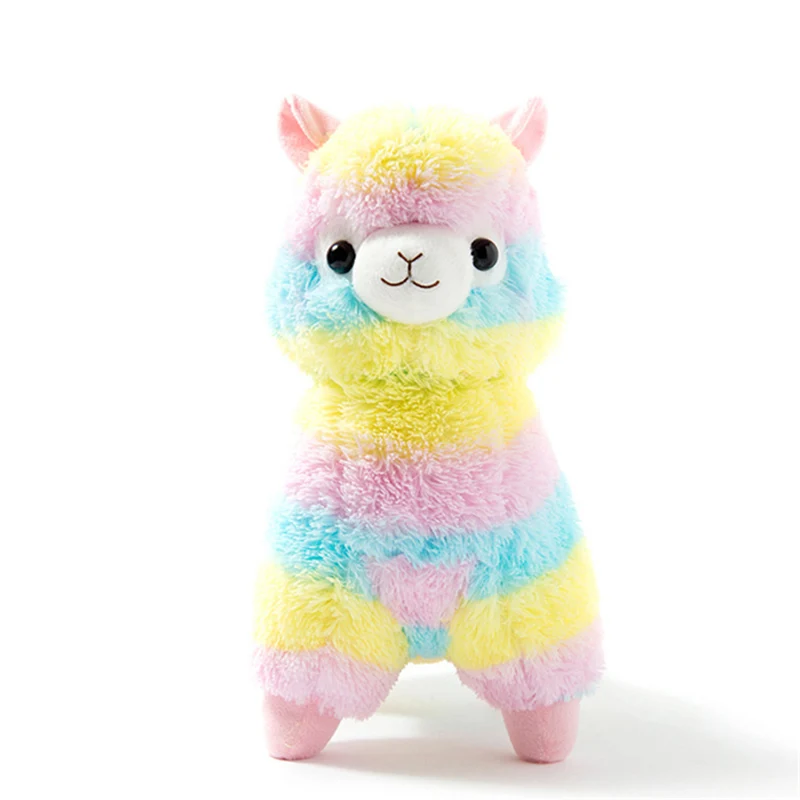 

20cm Dropshipping Soft Cotton Rainbow Alpaca Stuffed Plush Toy Doll Rainbow Horse Lama Animals Toys For Children Birthday