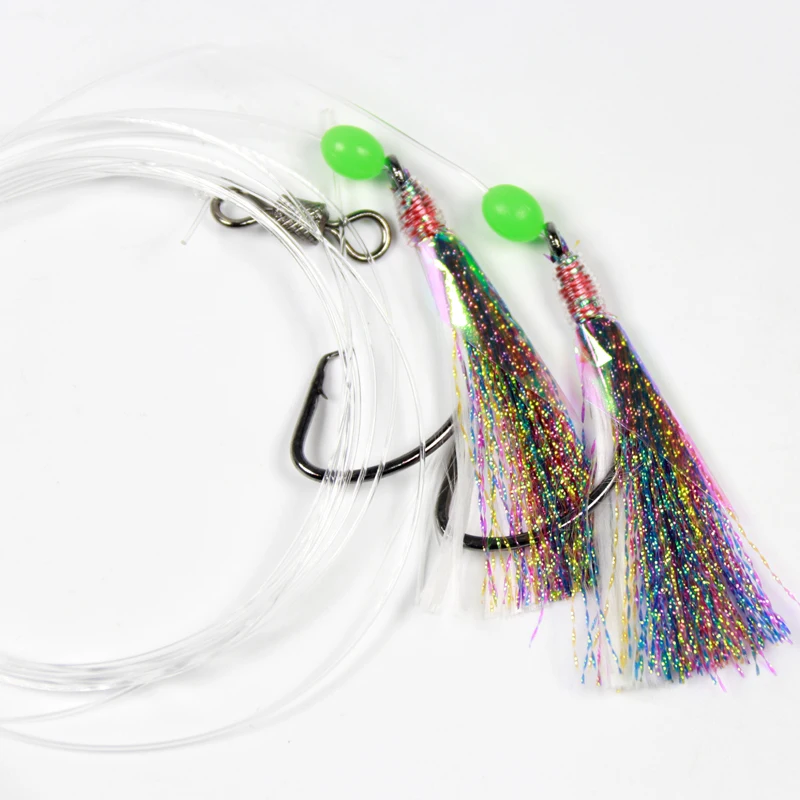 

10Bags 5/0 Sea Fishing Snapper Sea Trout Fishing Jigging Rigs Luminous Glowing Sabiki Flasher Rig