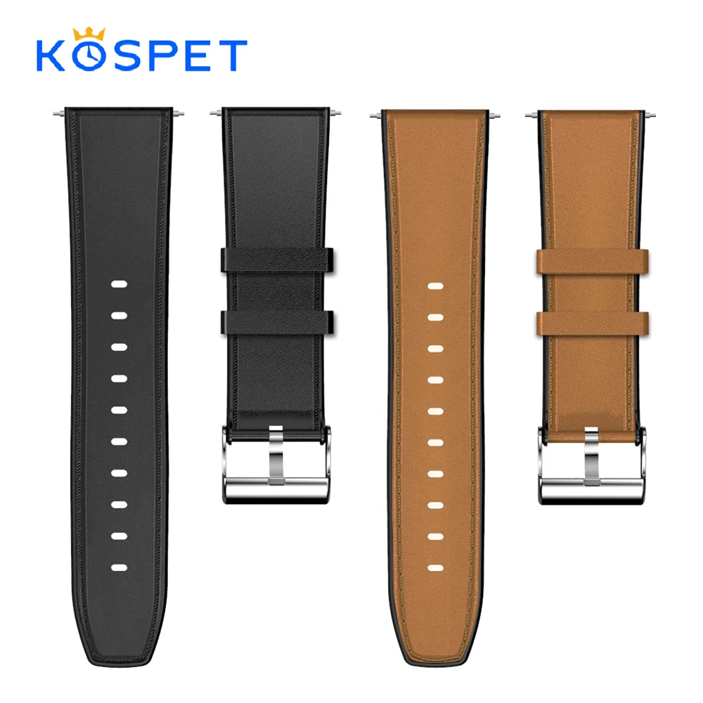 

KOSPET Head layer cowhide Silicon 24mm Smartwatch Strap For Kospet Hope/Optimus Pro/Brave Smart watch Phone Men watch Band