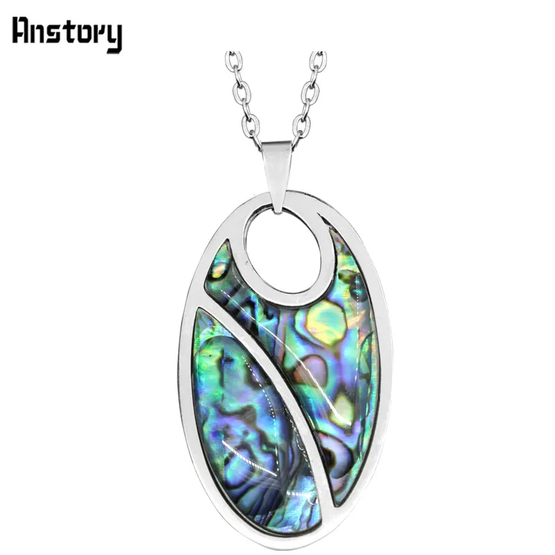 

Anstory Stainless Steel Oval Shell Necklace For Women Hollow Flower Pendant Personality Fashion Jewelry TN363