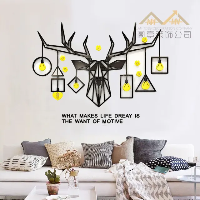 Special Offers 2018 new Deer headlamp creative 3D solid wall stickers warm living room bedroom dining room TV decorations Nordic style Special Offers 2018 new Deer headlamp creative 3D solid wall stickers warm living room bedroom dining room TV decorations Nordic style