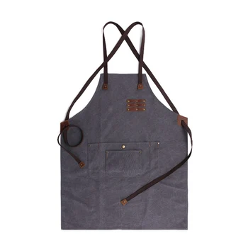 

Canvas Work Apron Heavy Duty Water Resistant Tools Aprons Pocket Adjustable Cross-Back Straps Anti-Oil Workshop Woodworking Ap