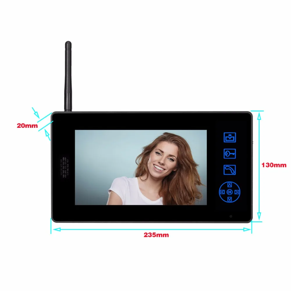 Luxury 2.4G 7" TFT Wireless Video Door Phone Intercom Doorbell Home Security Camera Monitor color video door phone intercom