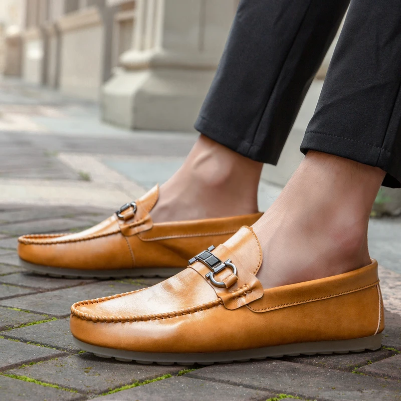 

Leather Shoes Men breathable Brand Footwear slip on Fashion Men Casual Shoes outdoor Male High Quality Cowhide Loafers shoes L4