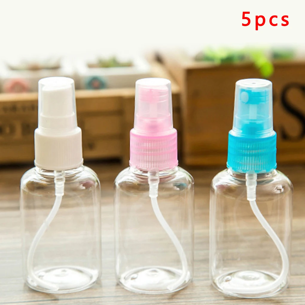 

5pcs 50ML Empty Spray Bottle Plastic Perfume Refillable Bottles for Makeup Transparent Mini Atomizer