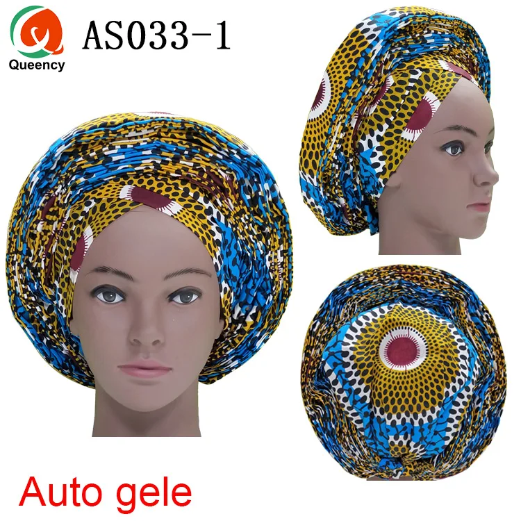 

2019 Queency New Design African Already Made Ankara Auto-Gele For Ladies Wedding and Party DHL Free Shipping AS033