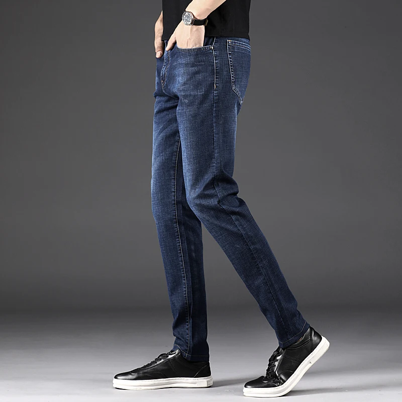 Batmo Новое поступление высококачественные повседневные эластичные прямые джинсы для мужчин, мужские классические джинсы больших размеров 29-40 8183-1