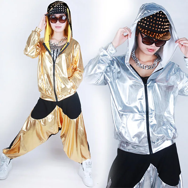 Elegant Jazz Dance Shirt For Male Sliver Gold Tops Men Bar Dj Dancers