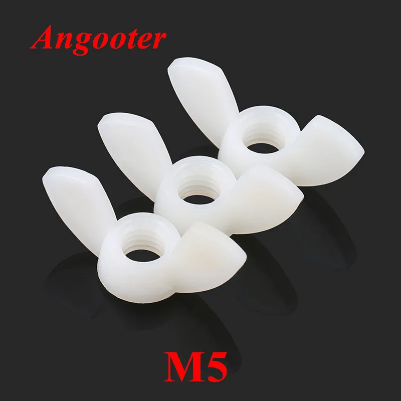 100pcs M5 Wing Nuts DIN315 Hand Tighten Nylon Nut Wingnut Butterfly Nut