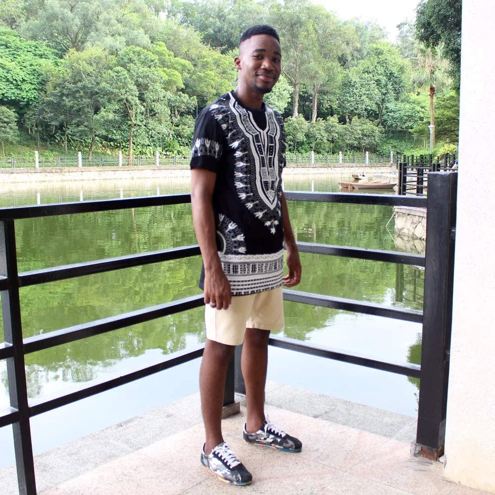 Dashiki T-shirt 2017 African Men Traditional Print Dashiki Short Sleeve Bazin Riche T-shirt Clothing African Cotton Tops For Man african dress style