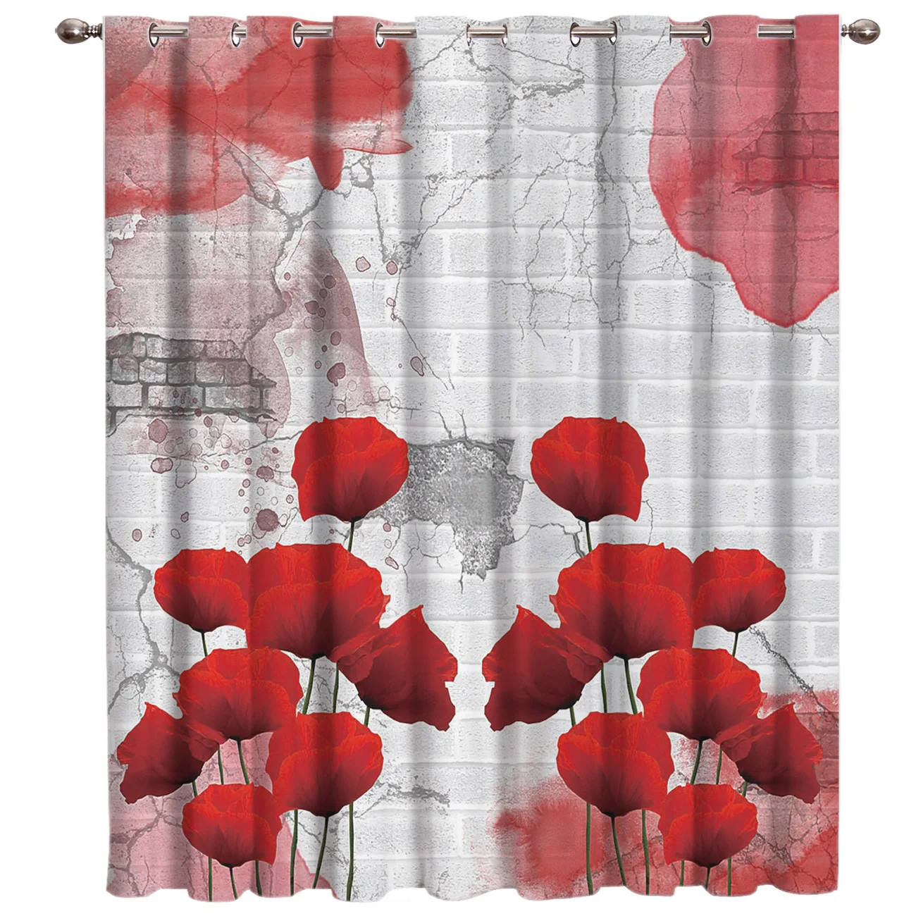 Cortinas de habitación de flores de amapola ventana grande sala de estar Blackout cocina cortinas de tratamiento de ventana interior Ideas de paneles de cortina de ventana