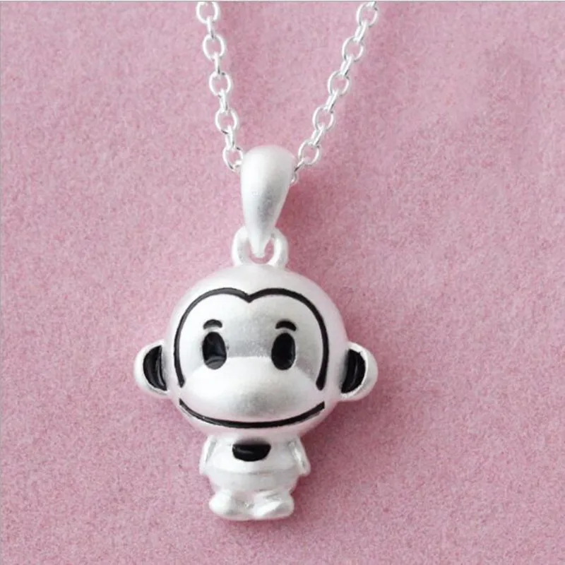 

Temperament Lovely Cute Animal 925 Sterling Silver Jewelry Exquisite Monkey Clavicle Chain Pendant Necklace H91
