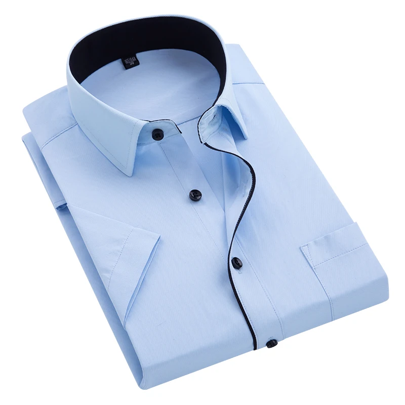 

Shirt men Short Sleeve Office Shirts Fashion Chemise Homme Summer New Turn-down Collar Twill Professional Shirt Men Blouse