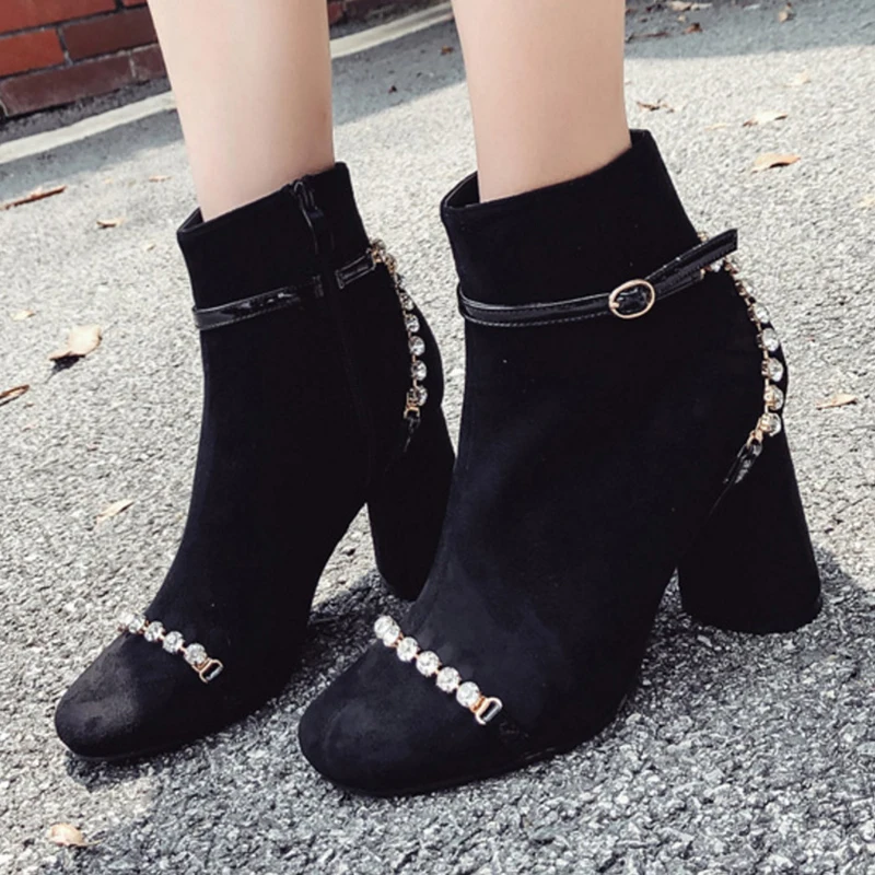 black boots with square heel