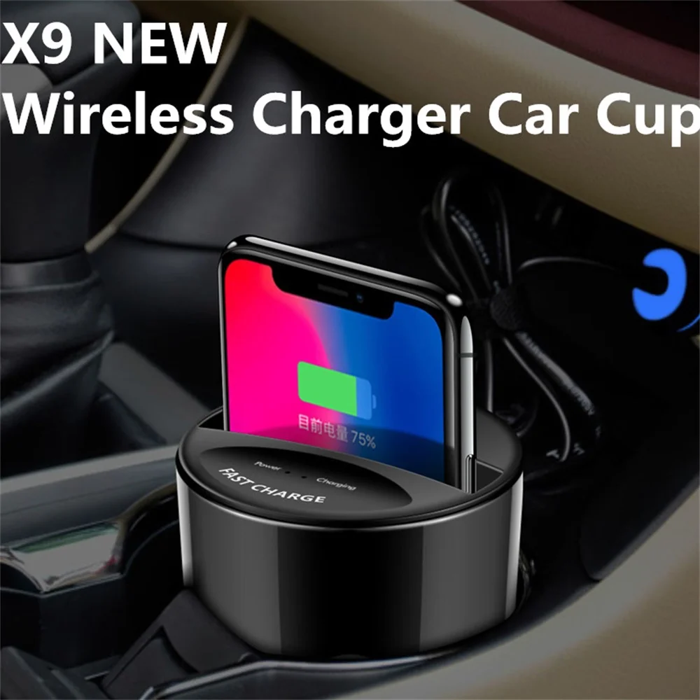 696 X9 10W fast Car Wireless Charger Cup holder Car Charge Stand Qi for