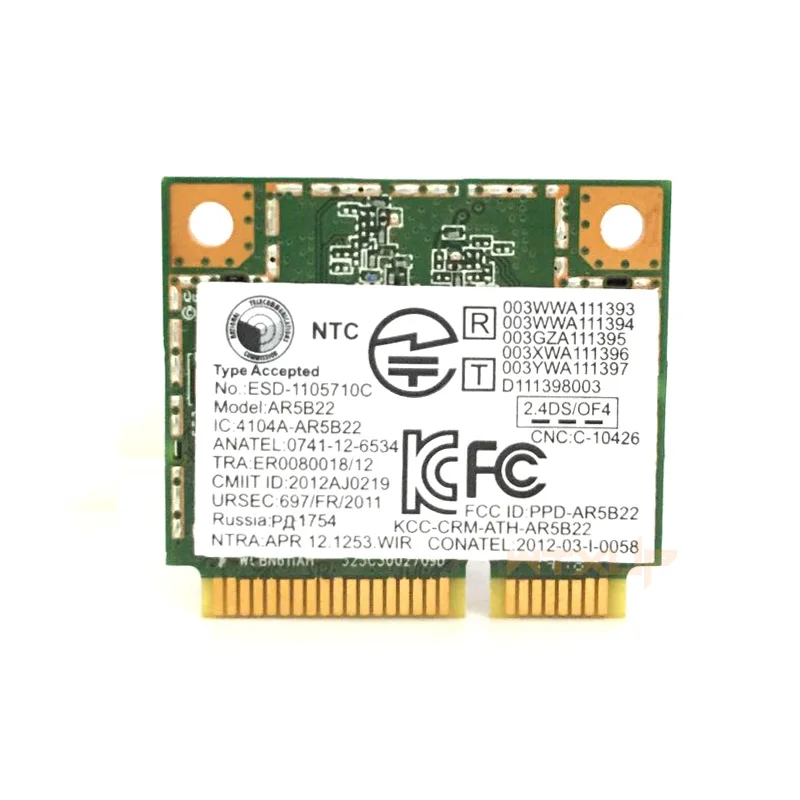 Убийца N1202 Atheros AR9462 AR5B22 802.11a/b/g/n 300 Мбит/с + Bluetooth4.0 WLAN Wi-Fi карты для lenovo Y400 Y500 Y410P S215 U330 U430