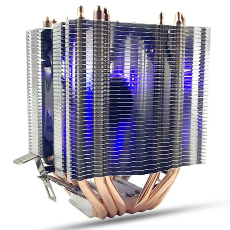 LED الأزرق ضوء وحدة المعالجة المركزية مروحة 6X الحرارة الأنابيب ل إنتل lag 1155 1156 AMD المقبس AM3/AM2 عالية الجودة الكمبيوتر مسند تبريد للاب توب مدمج به ...