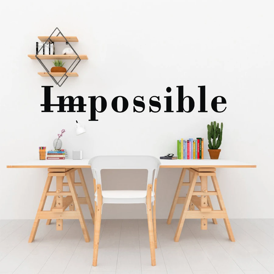 

ASAPFOR Impossible Wall Sticker Quotes Inspire Vinyl Decals Modern Home Art Decoration Wall Stickers for Study Office Mural