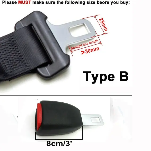 E24 3' 8' 10' Rigid Car Seat Belt Extension Auto Belts Extender For