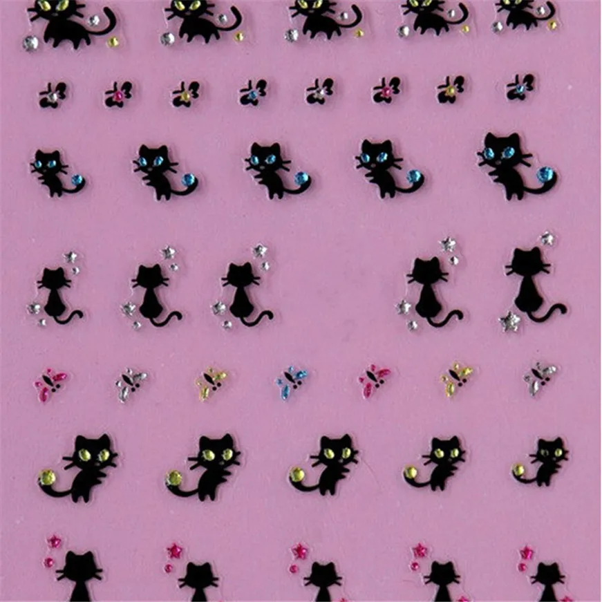 Nail Art Decals Decoration Diamond Cat Butterfly Design | Красота и здоровье