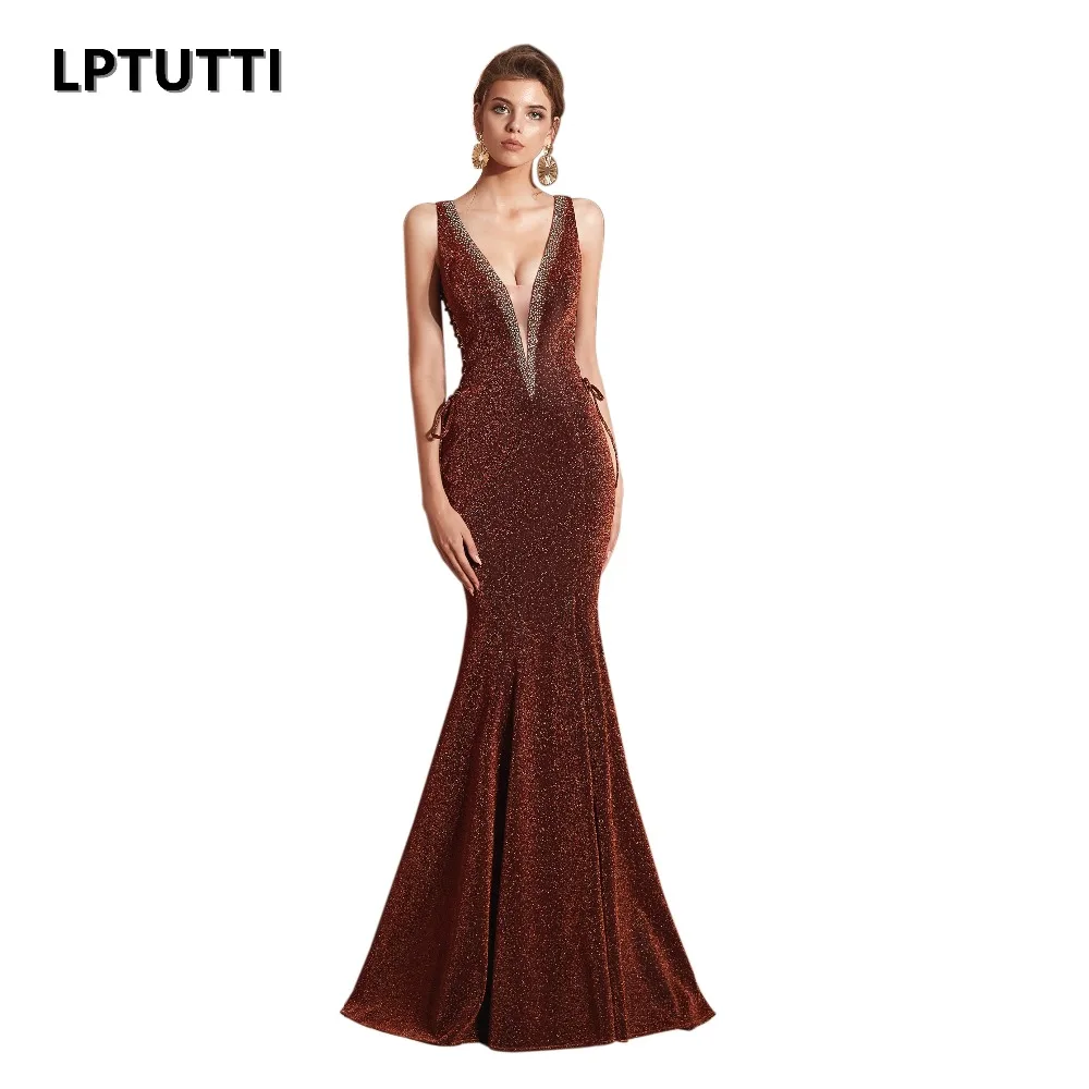 

LPTUTTI Crystal Sequin New For Women Elegant Ball Gown Date Ceremony Party Prom Formal Gala Luxury Long Evening Dress A04
