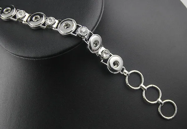 6 шт./партия, дизайн, 5 пуговиц, металлическая Серебряная цепочка со стразами, 12 мм, мини-браслеты с застежкой, ювелирные изделия для женщин
