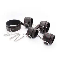 Секс-инструменты для продажи сексуальные секс-наручники legcuffs воротник набор взрослые сексуальные секс-игрушки БДСМ бандажный набор