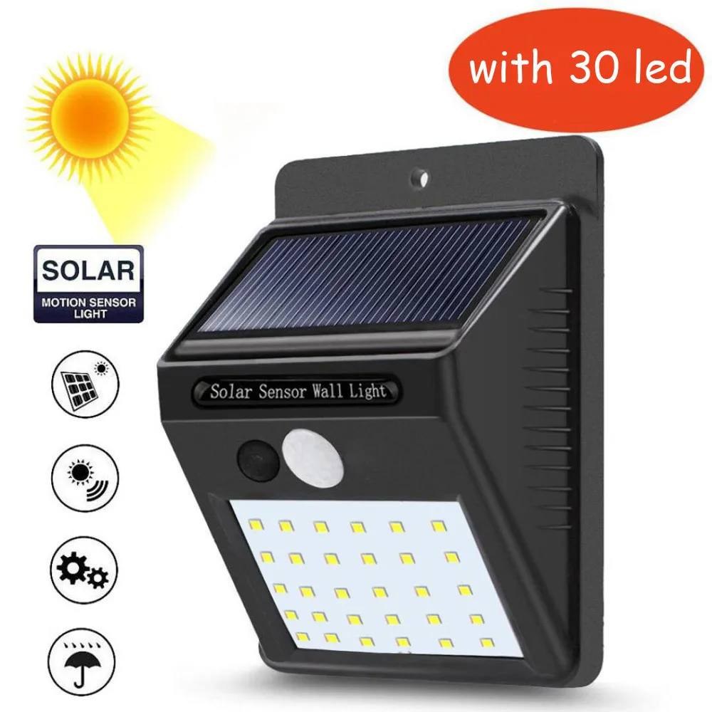 

LED Spotlights with 30pcs Led Solar Sensor Wall Light Waterproof Solar Power Lamp Garden Outdoor Light #240