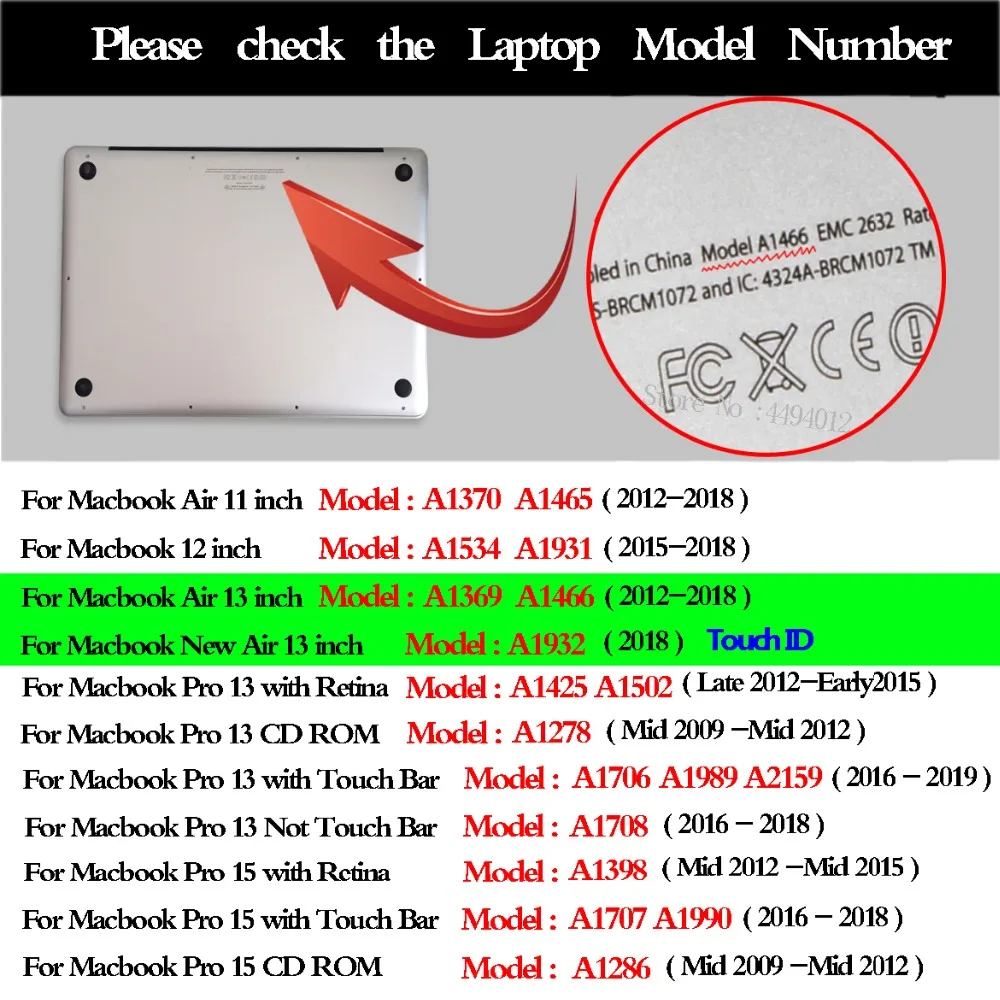 Матовый чехол для ноутбука Apple Macbook Air 11 12 13 дюймов, чехол для macbook retina pro 13 с сенсорной панелью ID A1932