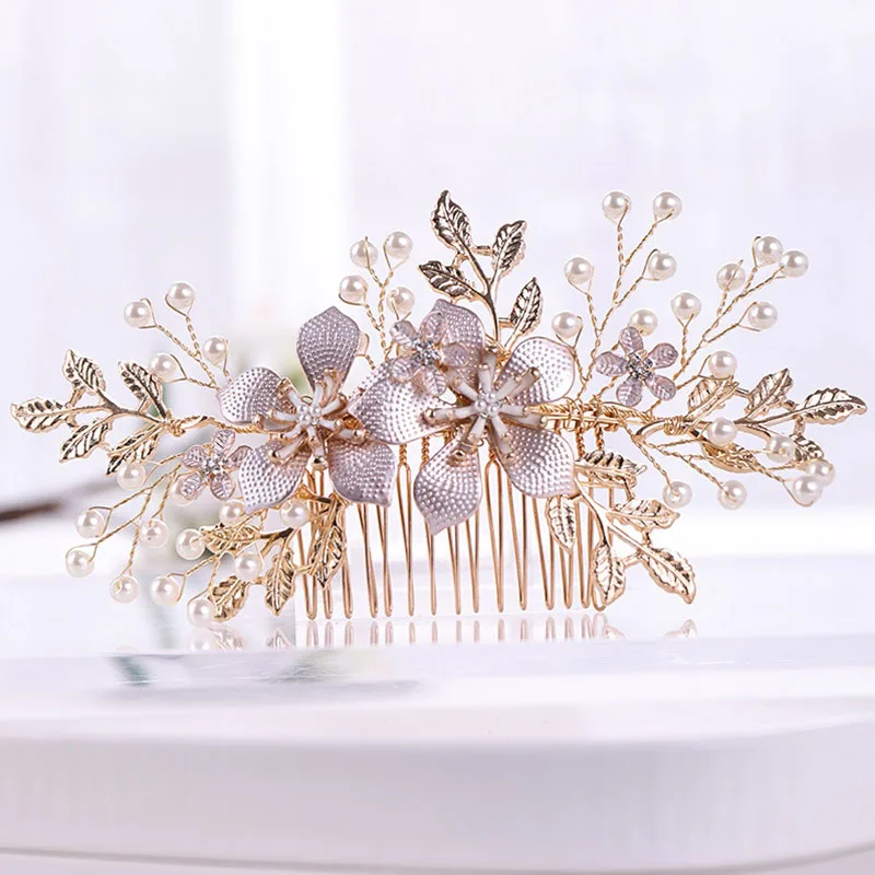 

Bride Hair Jewelry Combs for Women Girls Handmade Women Wedding Hair Jewelry Party Crystal Beads Hair Combs Pearl Tiara LB