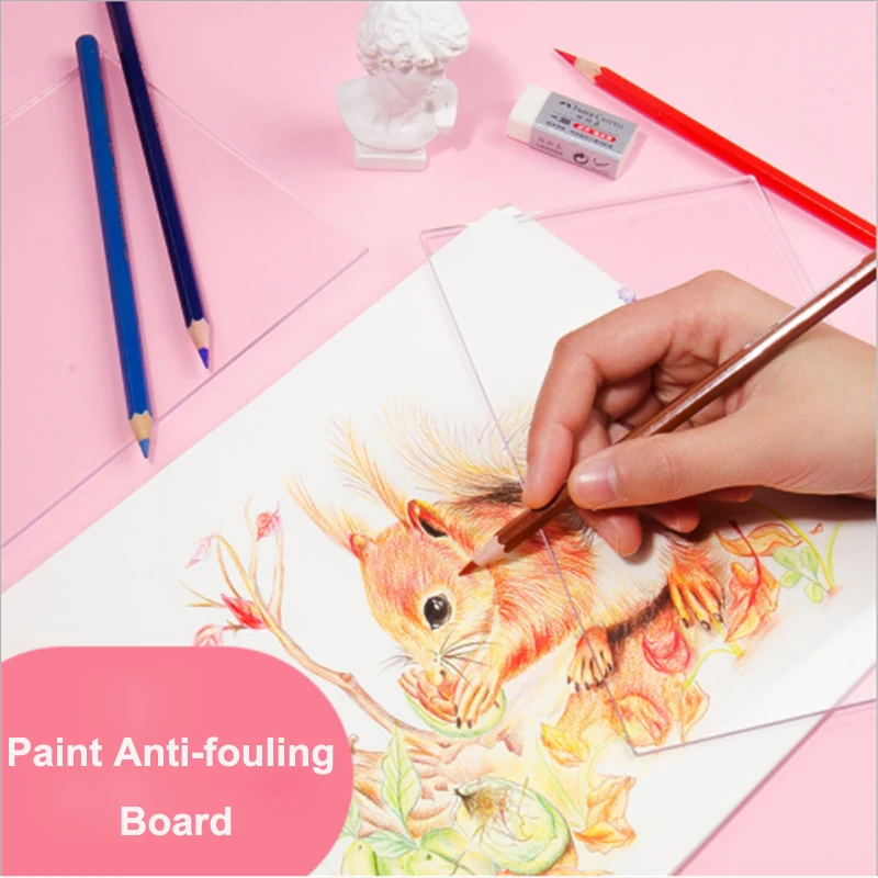 New Painting Antifouling board Transparent Acrylic Drawing Dirty Proof Pad for Students Artist Art Supplies S/L 95pcs professional sketching drawing set complete artist kit colored pencils sanding board supplies