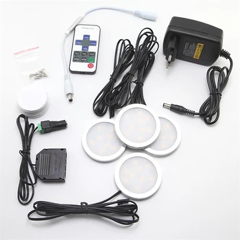 

Under Cabinet LED Lighting Puck Lights Downlight Spotlights 11-key RF Remote Control Dimmable Cold/Warm white for Kitchen 4pcs
