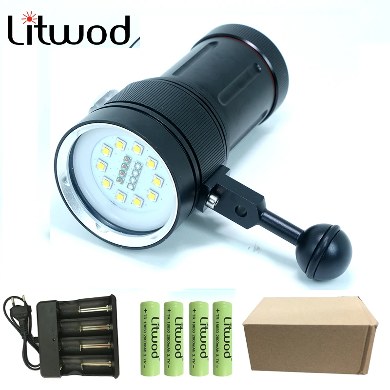 

Professional Diving Light Underwater 100m Scuba Video Light 10 XML2+4 Red+4 UV LED Photography Video Dive Flashlight Lamp