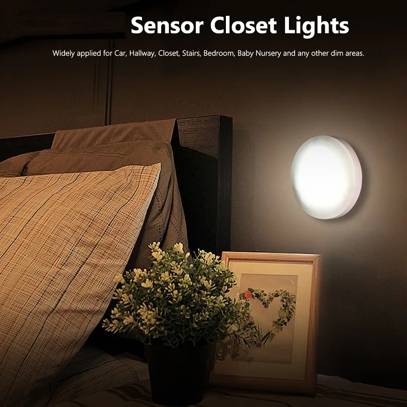 

6 LED Bedside Table Lamps Intelligent Body Motion Sensor Lamp Night Light Cabinet Light for Bedrooms Living Room