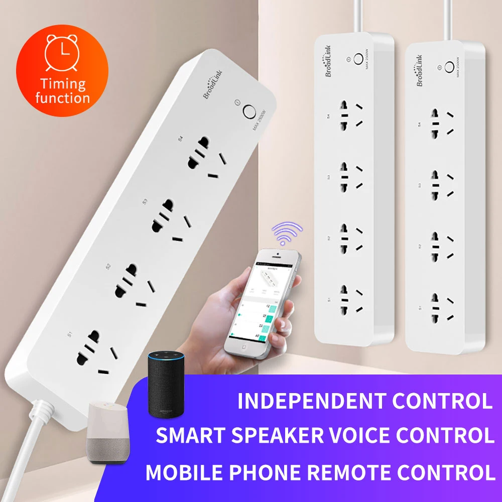 

Broadlink MP1 WiFi Socket Smart Home Automation 4-Outlet Plug 3G 4G Wireless APP Android iOS Remote Control Separately 250V 10A