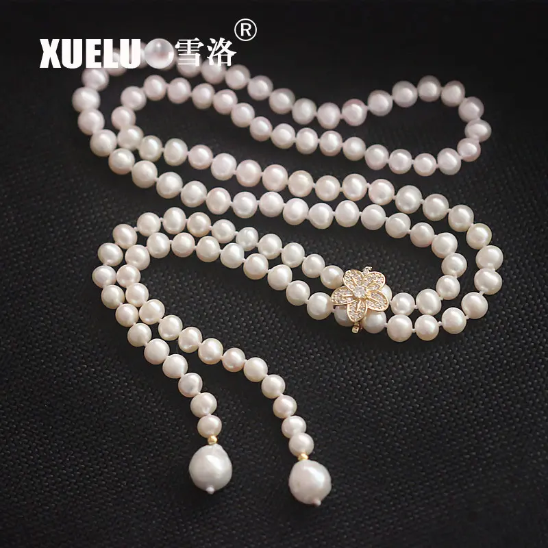 Модное Длинное жемчужное ожерелье XUELUO 90 120 см из натурального пресноводного