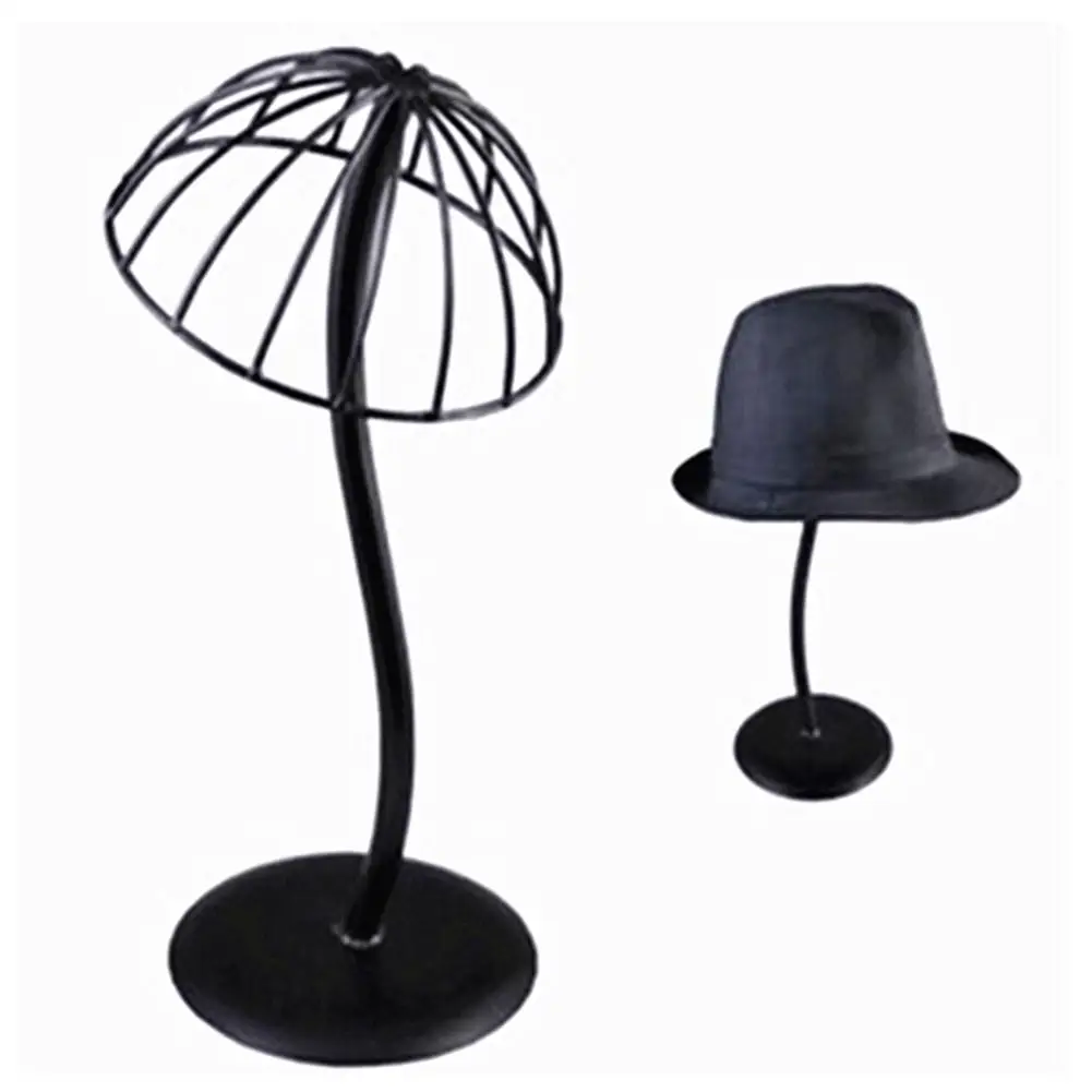 

Metal Hat Display Stand Desk Shelf Black Hat Display Rack Wig Cap Holder Display Rack Table Display Prop Tray 4