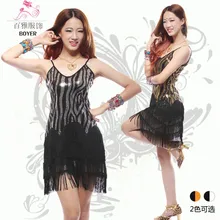 Гимнастика купальник продажи Collant Vestidos De Renda Костюмы для латиноамериканских танцев танцевальные костюмы бахромой Блёстки костюм для взрослых юбка дамы l33 Ленточки