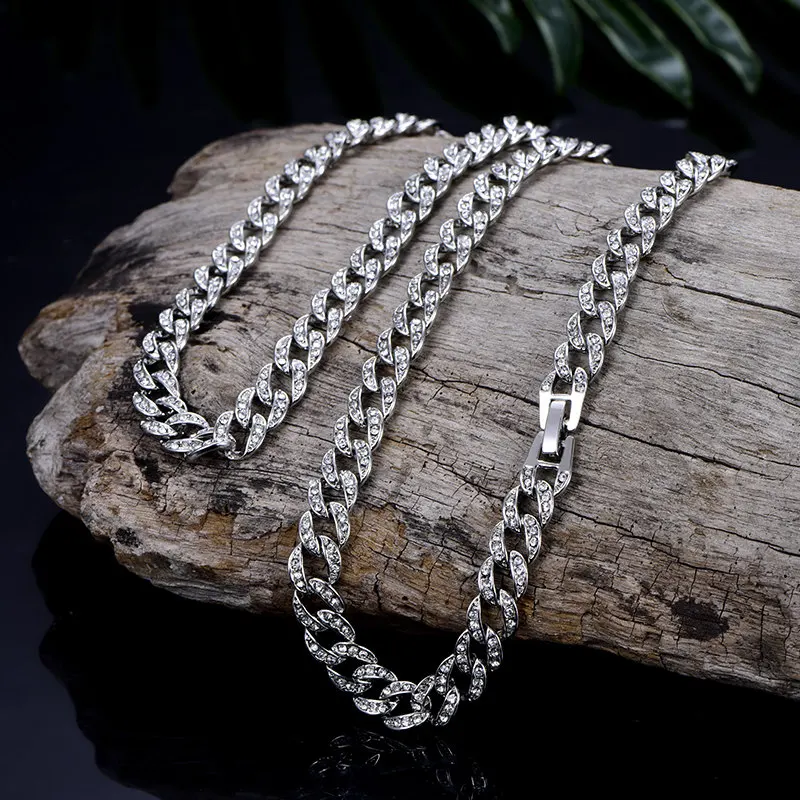 9 мм ледяной Bling Rhinestone хрустальное ожерелье золотые цветные цепи отделка Майами