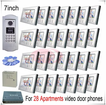 

For 28 Apartments video door phones door bells intercom systems support Inductive Card/Password unlocking function