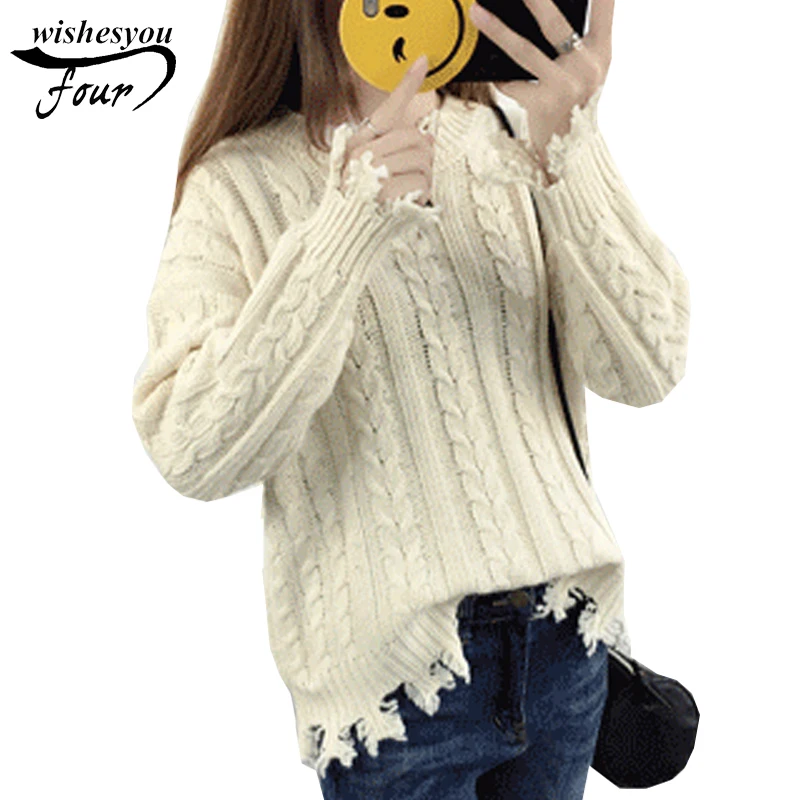 

2017 autumn new fashion solid o neck women sweater long sleeve casual loose thick hair knitting pullovers sweater eop 650i 30