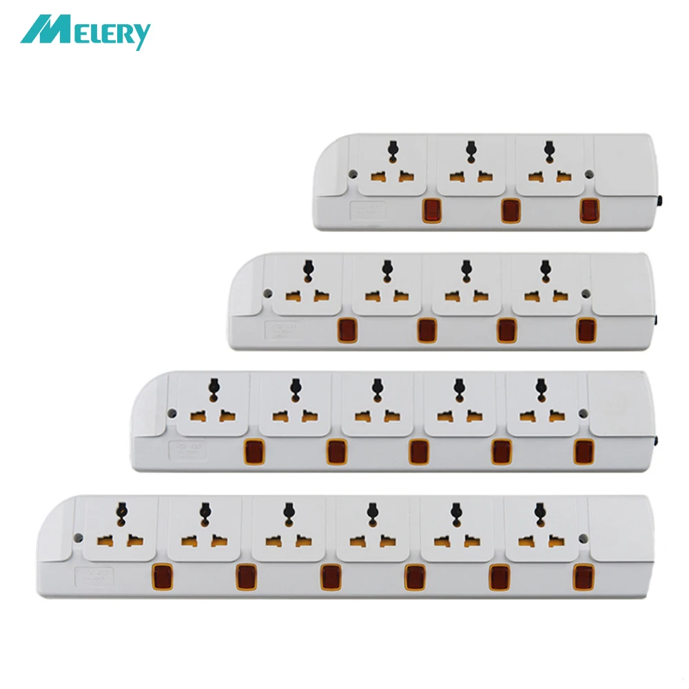 

Power Strip 3/4/5/6 AC Outlets Universal Socket Plug Individual Switched Overload Protection 2500W/10A 3m/9.8ft Extension Cord