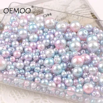 

Multi option Mixed 4/6/8/10/12mm Round Imitation Rainbow Color Plastic ABS Pearl beads For Garment Bags shoes