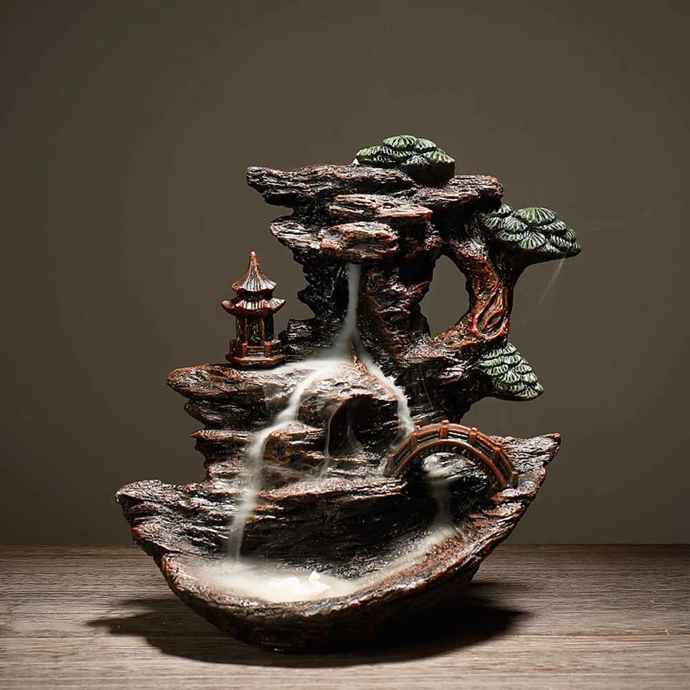 

Backflow Incense Burner Smoke Waterfall Incense Ceramic Rockery Fragrant Mountain Water Artistic Conception Aromatherapy Censer